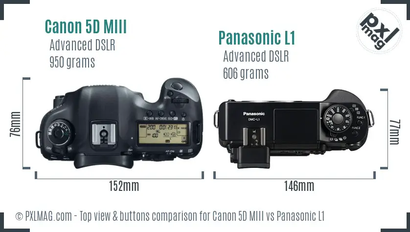 Canon 5D MIII vs Panasonic L1 top view buttons comparison