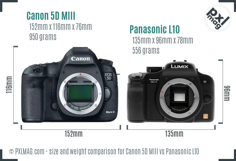 Canon 5D MIII vs Panasonic L10 size comparison