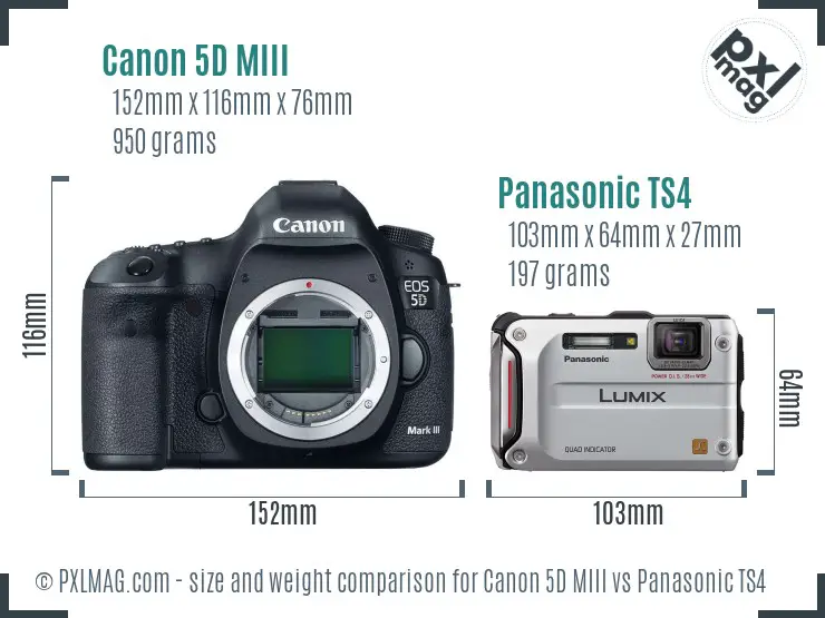 Canon 5D MIII vs Panasonic TS4 size comparison