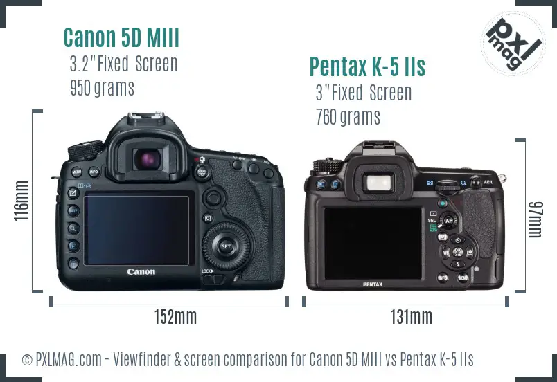 Canon 5D MIII vs Pentax K-5 IIs Screen and Viewfinder comparison