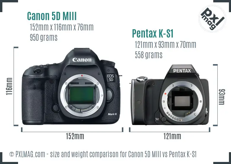 Canon 5D MIII vs Pentax K-S1 size comparison