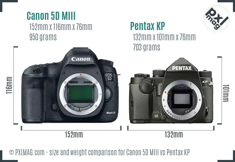 Canon 5D MIII vs Pentax KP size comparison