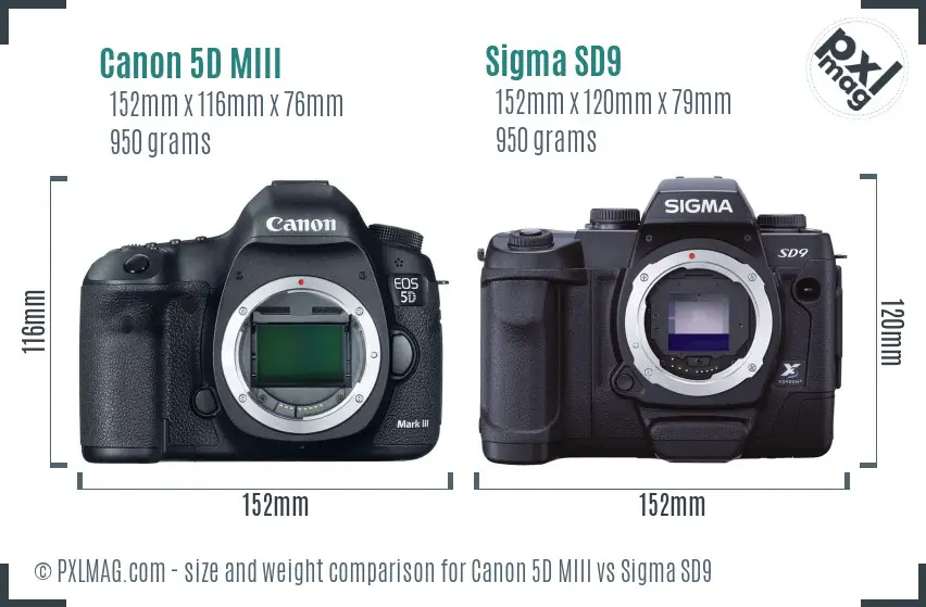 Canon 5D MIII vs Sigma SD9 size comparison