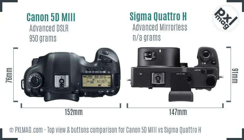 Canon 5D MIII vs Sigma Quattro H top view buttons comparison