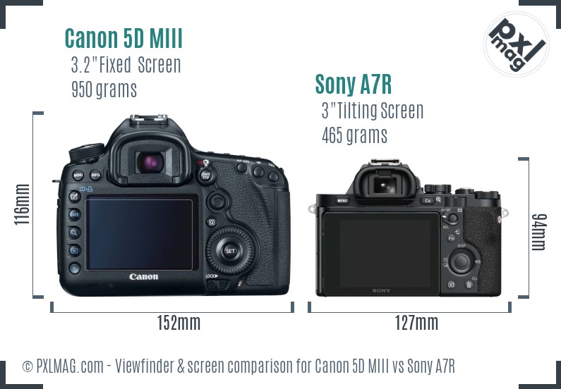 Canon 5D MIII vs Sony A7R Screen and Viewfinder comparison