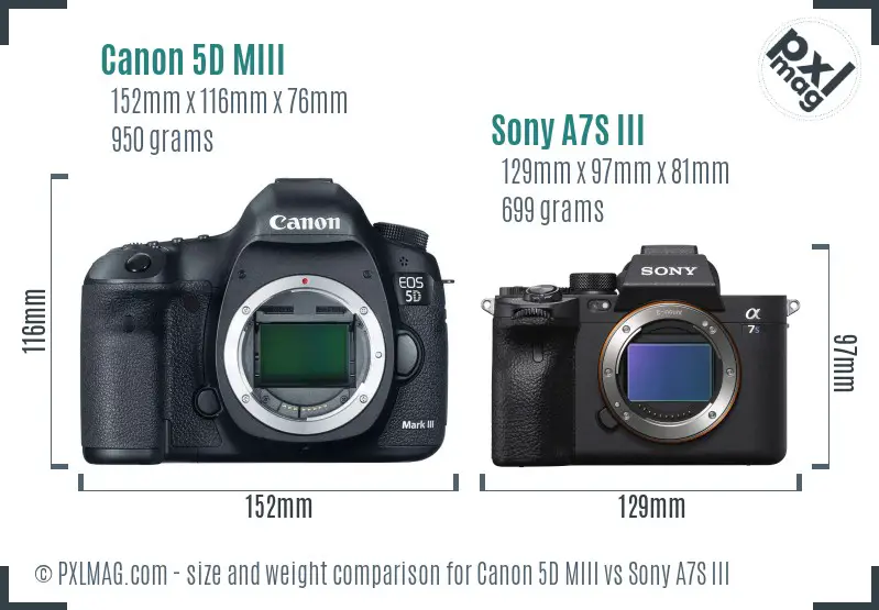 Canon 5D MIII vs Sony A7S III size comparison