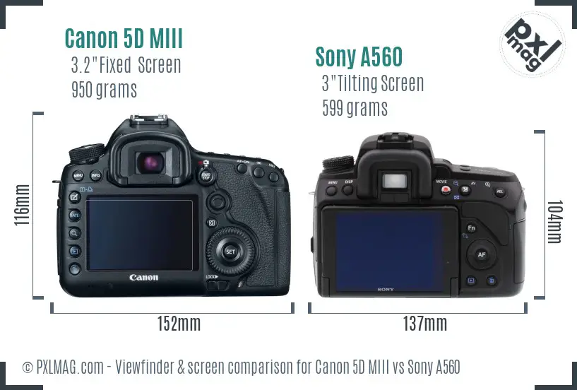 Canon 5D MIII vs Sony A560 Screen and Viewfinder comparison