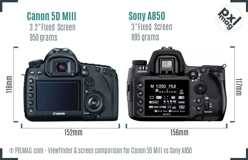 Canon 5D MIII vs Sony A850 Screen and Viewfinder comparison