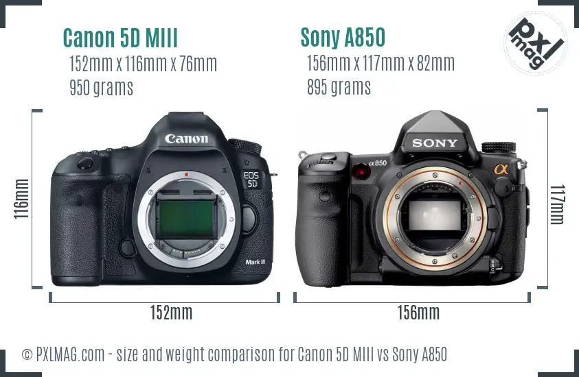 Canon 5D MIII vs Sony A850 size comparison