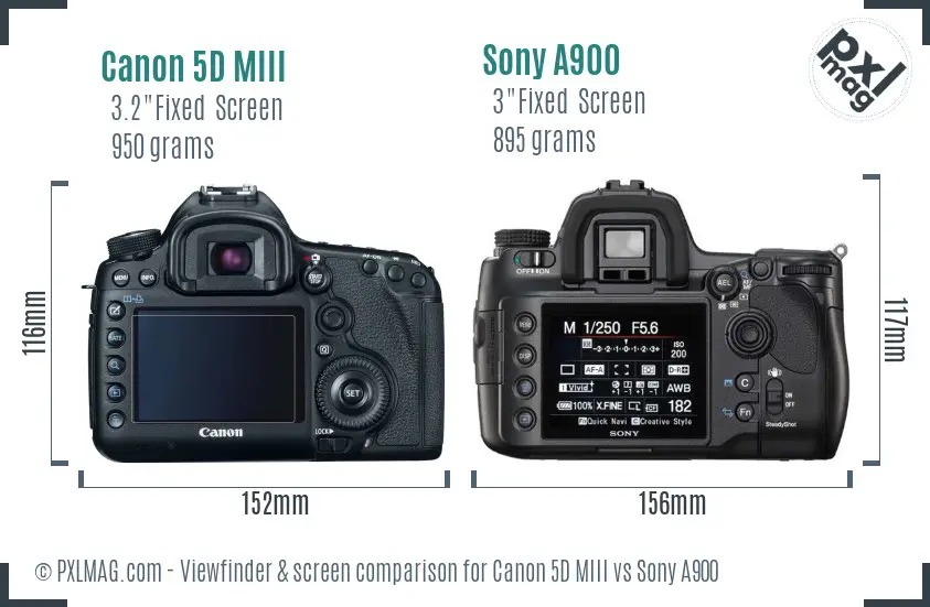 Canon 5D MIII vs Sony A900 Screen and Viewfinder comparison