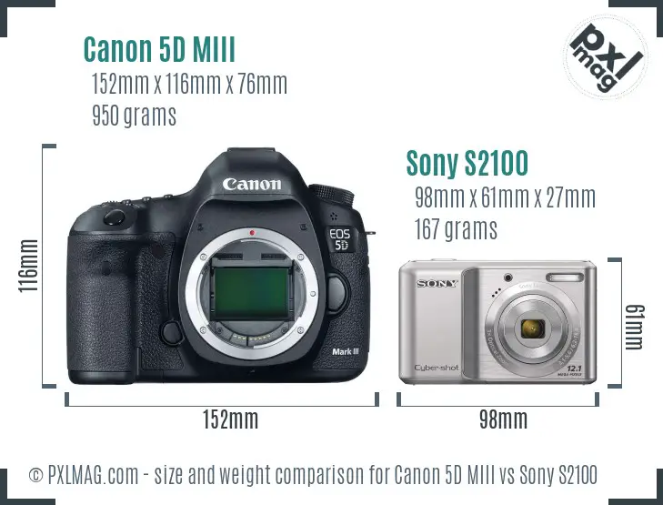 Canon 5D MIII vs Sony S2100 size comparison Canon 5D MIII vs Sony S2100 size comparison