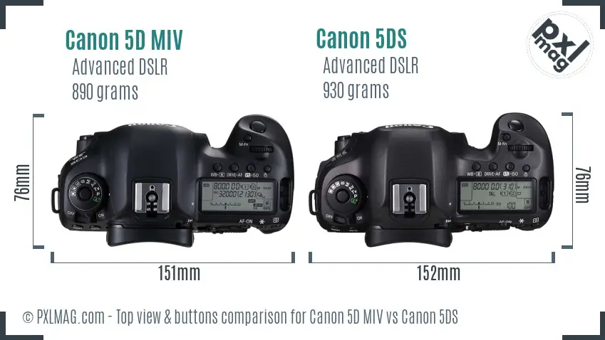 Canon 5D MIV vs Canon 5DS top view buttons comparison