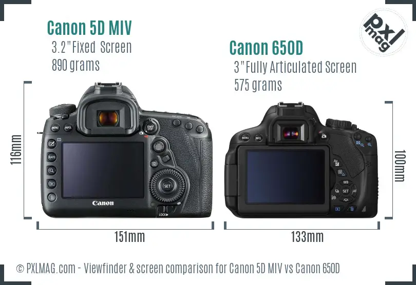 Canon 5D MIV vs Canon 650D Screen and Viewfinder comparison Canon 5D MIV vs Canon 650D Screen and Viewfinder comparison