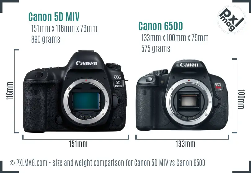 Canon 5D MIV vs Canon 650D size comparison Canon 5D MIV vs Canon 650D size comparison