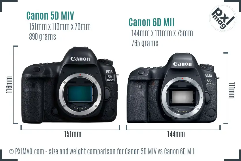 Canon 5D MIV vs Canon 6D MII size comparison