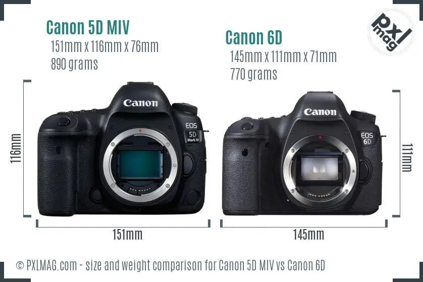 Canon 5D MIV vs Canon 6D size comparison