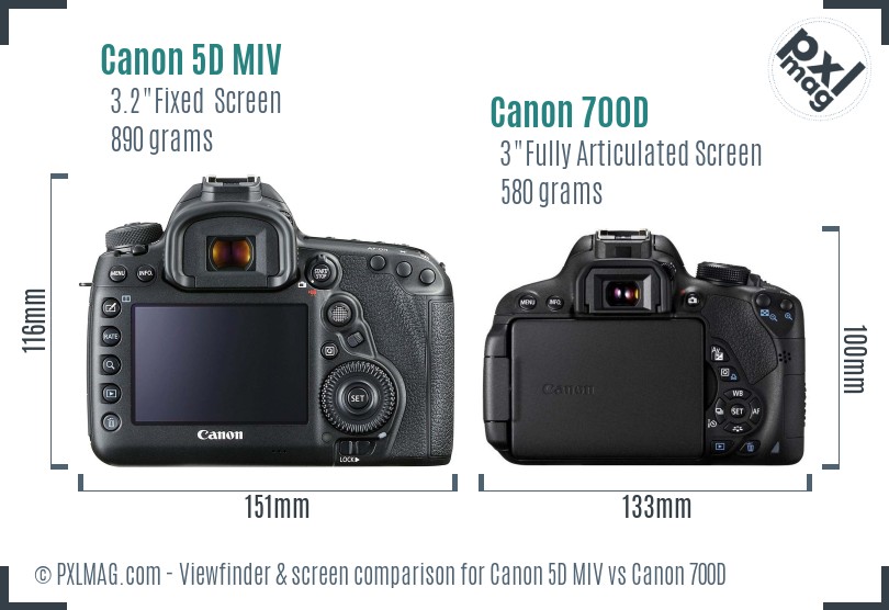 Canon 5D MIV vs Canon 700D Screen and Viewfinder comparison