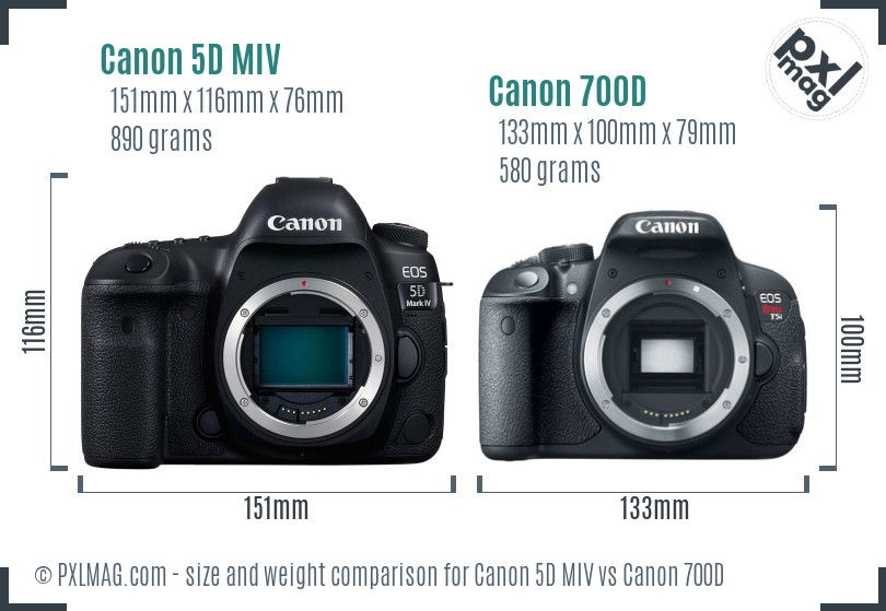 Canon 5D MIV vs Canon 700D size comparison Canon 5D MIV vs Canon 700D size comparison