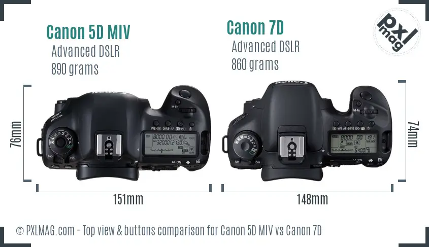 Canon 5D MIV vs Canon 7D top view buttons comparison