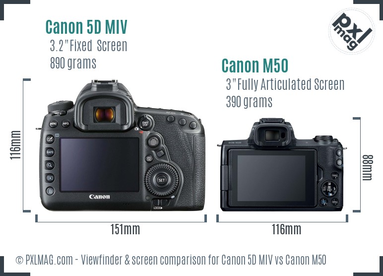 Canon 5D MIV vs Canon M50 Screen and Viewfinder comparison