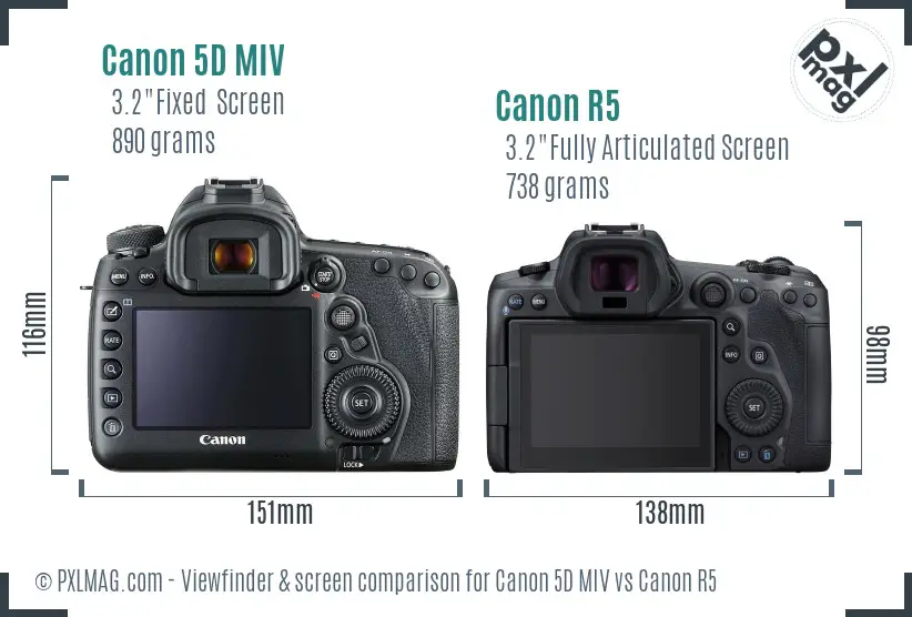 Canon 5D MIV vs Canon R5 Screen and Viewfinder comparison