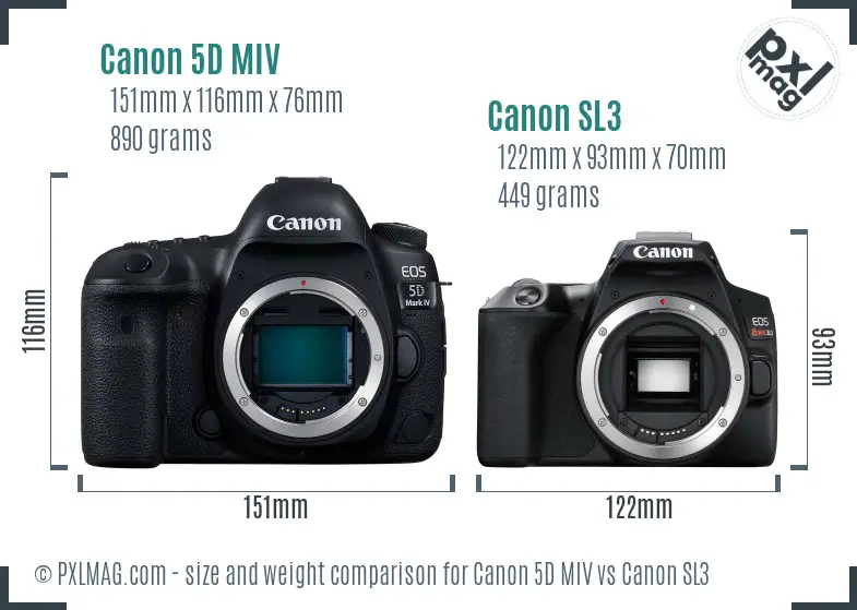 Canon 5D MIV vs Canon SL3 size comparison