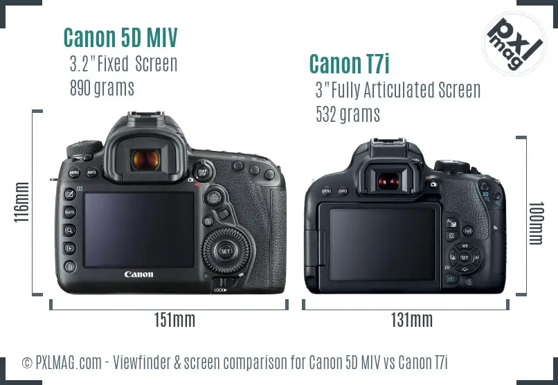 Canon 5D MIV vs Canon T7i Screen and Viewfinder comparison