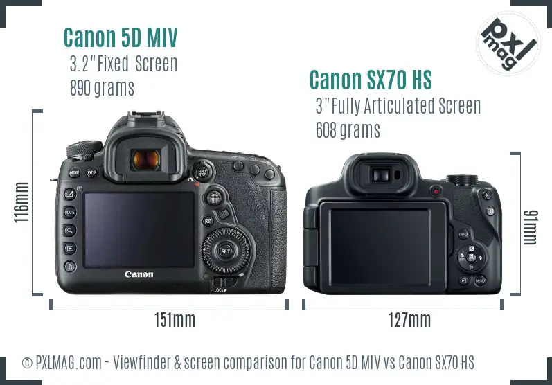 Canon 5D MIV vs Canon SX70 HS Screen and Viewfinder comparison