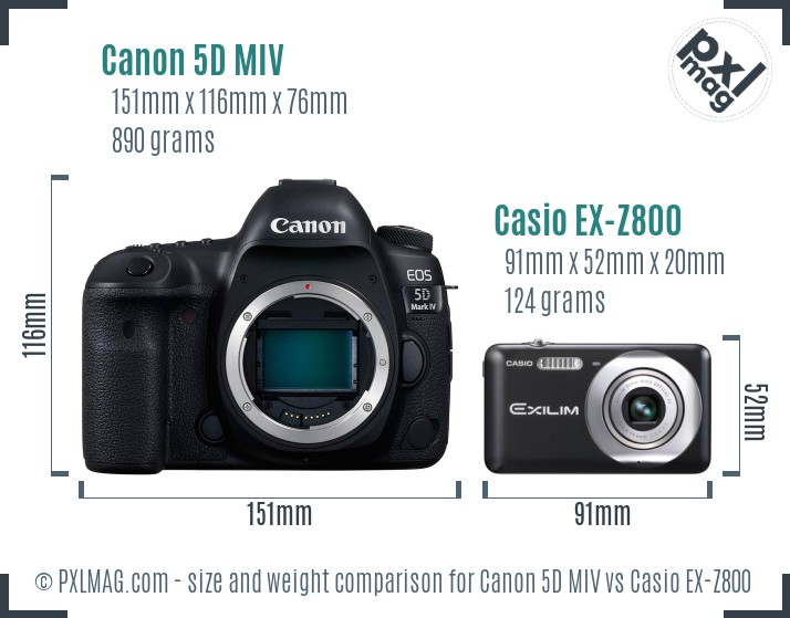 Canon 5D MIV vs Casio EX-Z800 size comparison
