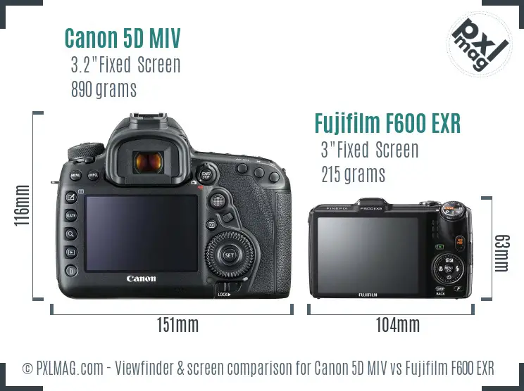 Canon 5D MIV vs Fujifilm F600 EXR Screen and Viewfinder comparison