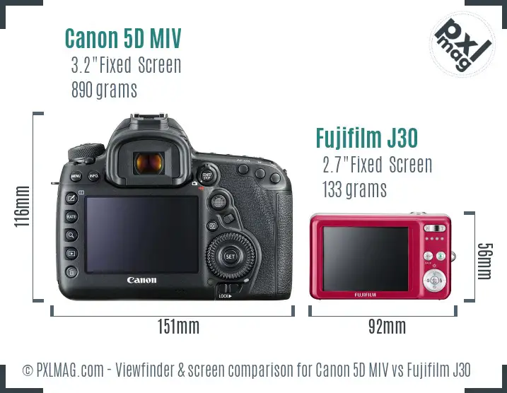 Canon 5D MIV vs Fujifilm J30 Screen and Viewfinder comparison Canon 5D MIV vs Fujifilm J30 Screen and Viewfinder comparison