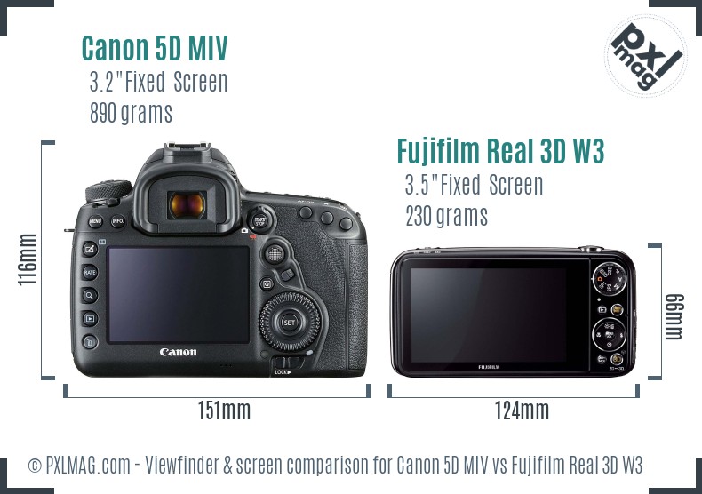 Canon 5D MIV vs Fujifilm Real 3D W3 Screen and Viewfinder comparison