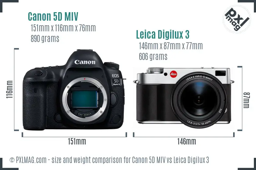 Canon 5D MIV vs Leica Digilux 3 size comparison