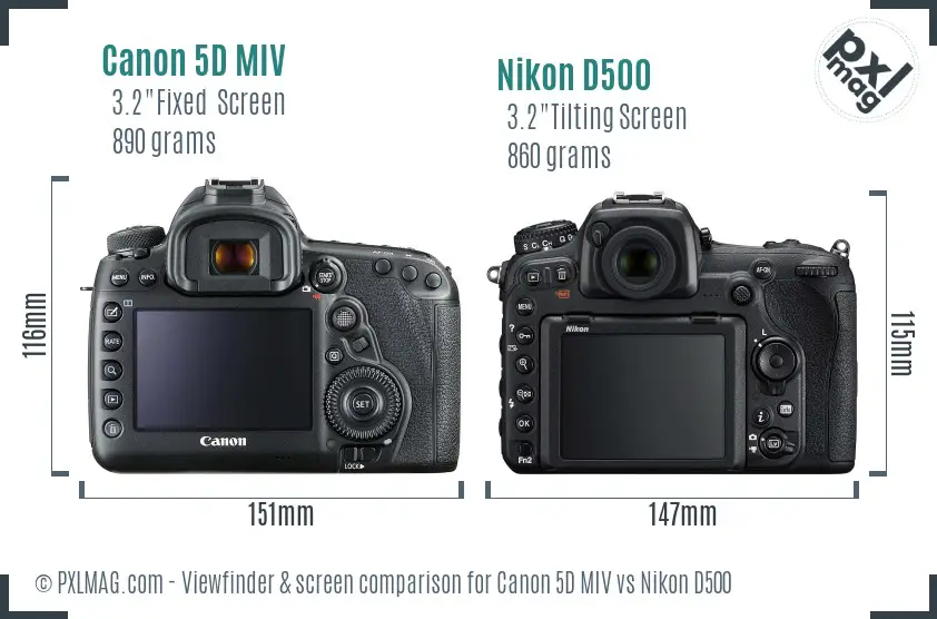 Canon 5D MIV vs Nikon D500 Screen and Viewfinder comparison