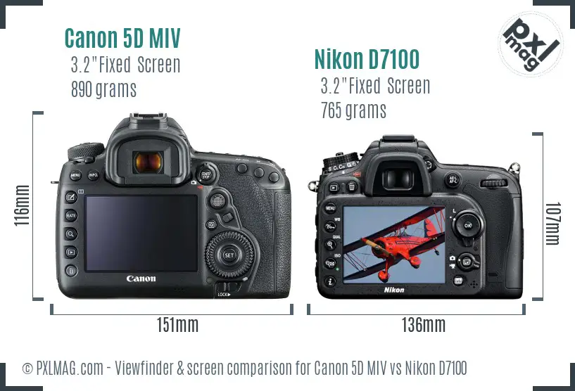 Canon 5D MIV vs Nikon D7100 Screen and Viewfinder comparison