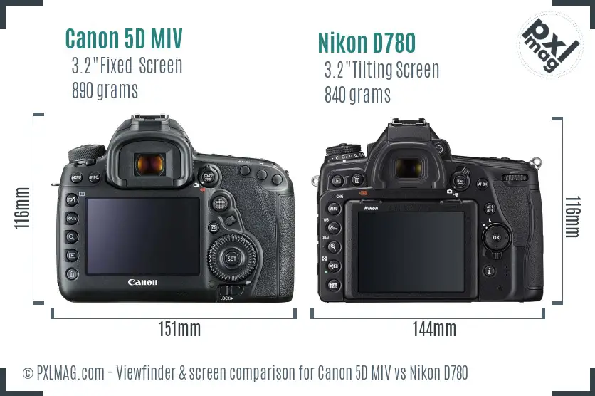 Canon 5D MIV vs Nikon D780 Screen and Viewfinder comparison