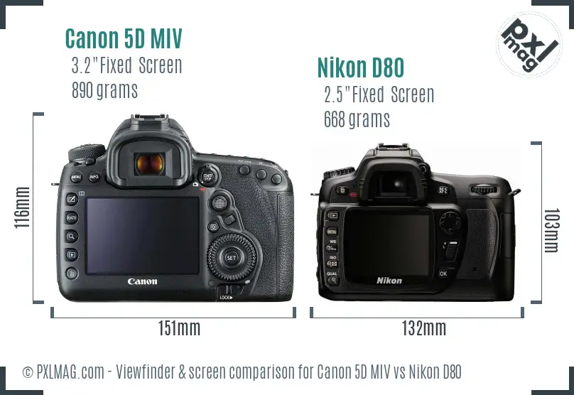 Canon 5D MIV vs Nikon D80 Screen and Viewfinder comparison