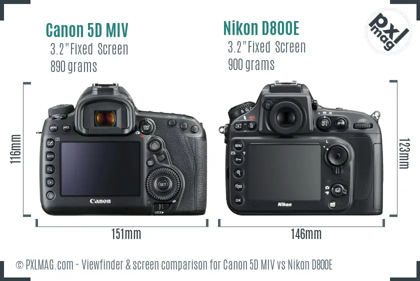 Canon 5D MIV vs Nikon D800E Screen and Viewfinder comparison