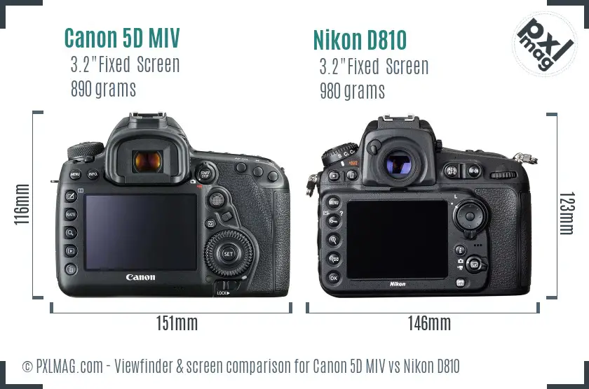 Canon 5D MIV vs Nikon D810 Screen and Viewfinder comparison