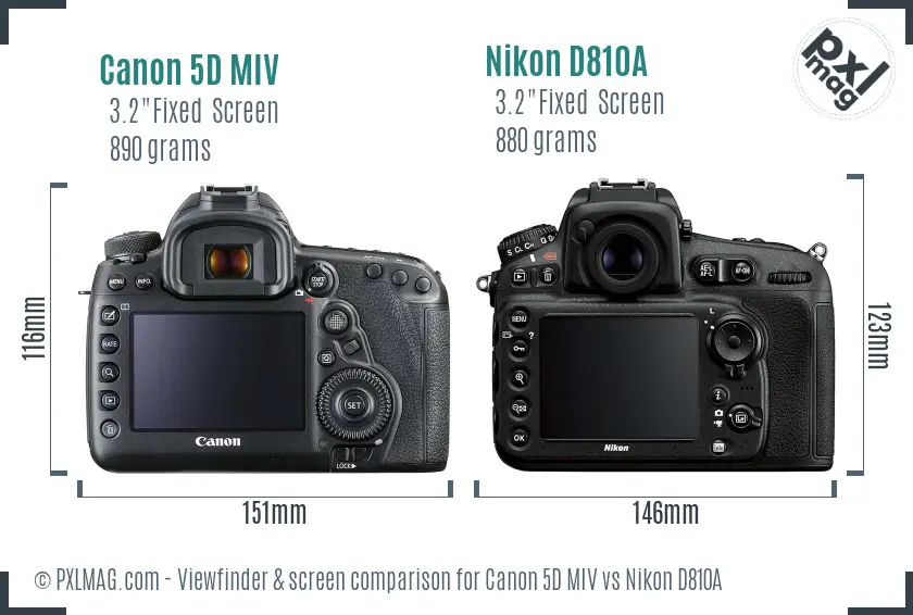 Canon 5D MIV vs Nikon D810A Screen and Viewfinder comparison