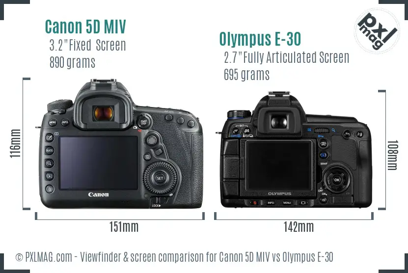 Canon 5D MIV vs Olympus E-30 Screen and Viewfinder comparison