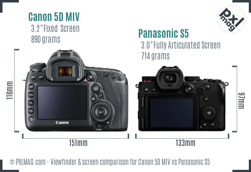 Canon 5D MIV vs Panasonic S5 Screen and Viewfinder comparison