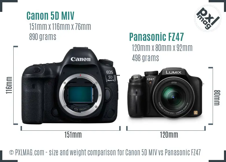 Canon 5D MIV vs Panasonic FZ47 size comparison