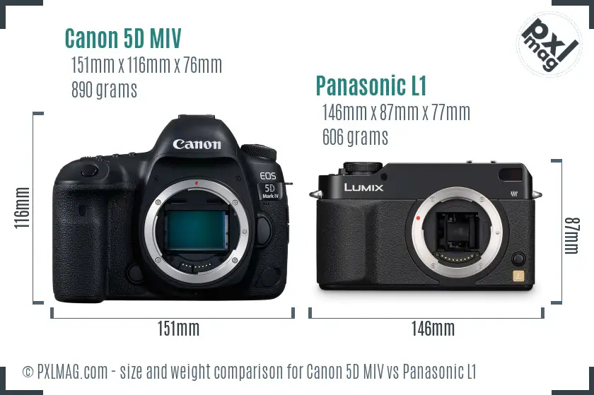 Canon 5D MIV vs Panasonic L1 size comparison