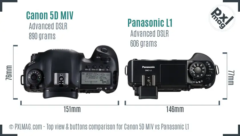 Canon 5D MIV vs Panasonic L1 top view buttons comparison