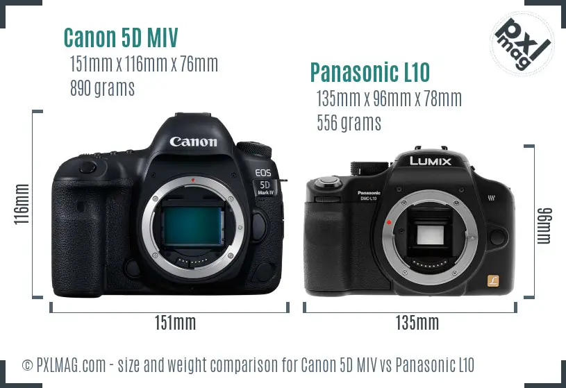 Canon 5D MIV vs Panasonic L10 size comparison