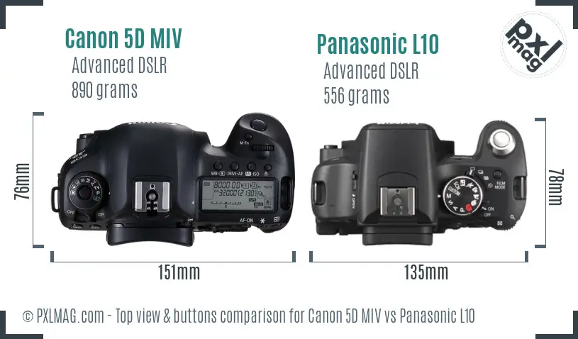 Canon 5D MIV vs Panasonic L10 top view buttons comparison