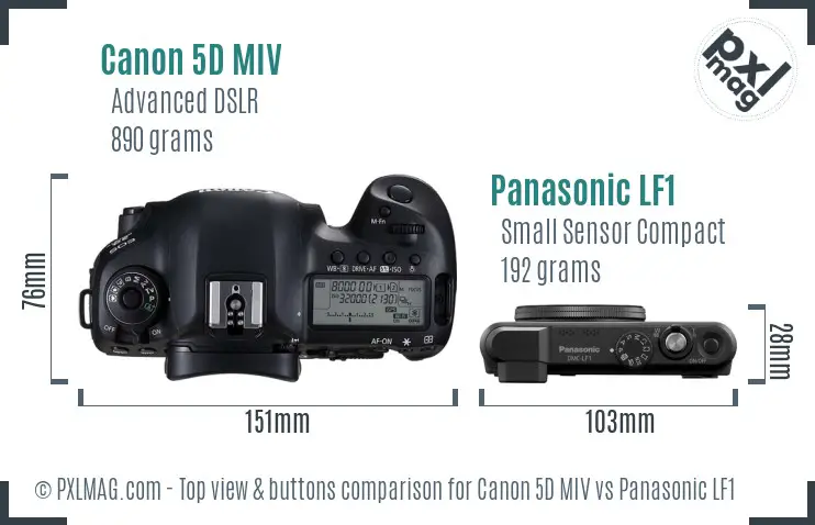 Canon 5D MIV vs Panasonic LF1 top view buttons comparison