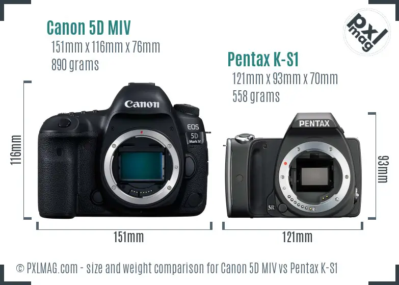 Canon 5D MIV vs Pentax K-S1 size comparison