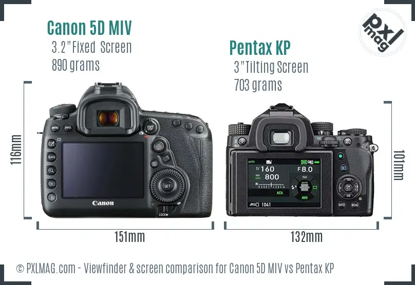 Canon 5D MIV vs Pentax KP Screen and Viewfinder comparison